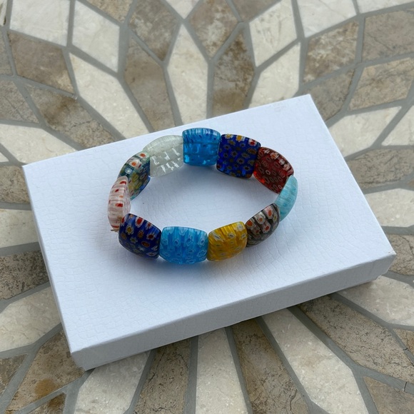 Unbranded Jewelry - Colorful Millefiori Glass Bead Stretch Bracelet